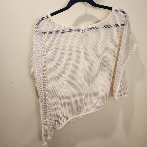 Um Gee Ivory Fishnet High Low boho top size L - Picture 4 of 9